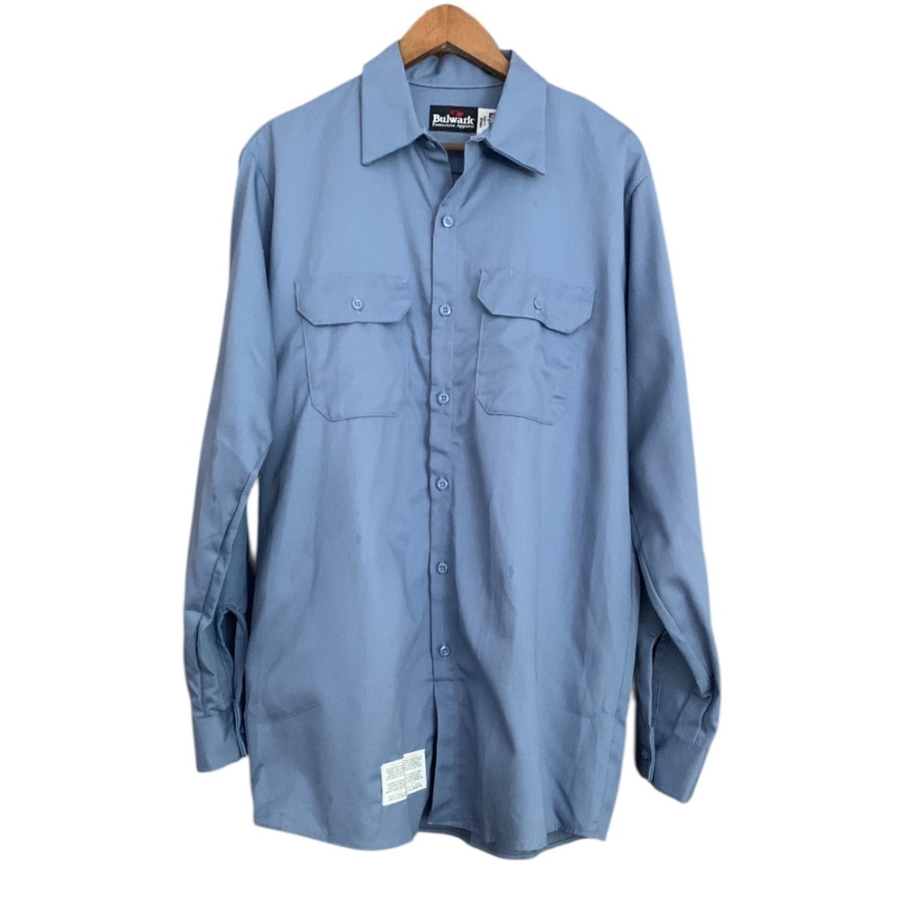 Bulwark™ FR Excel FR™ Flame-Resistant Work Shirt Pockets Light Blue Sz L